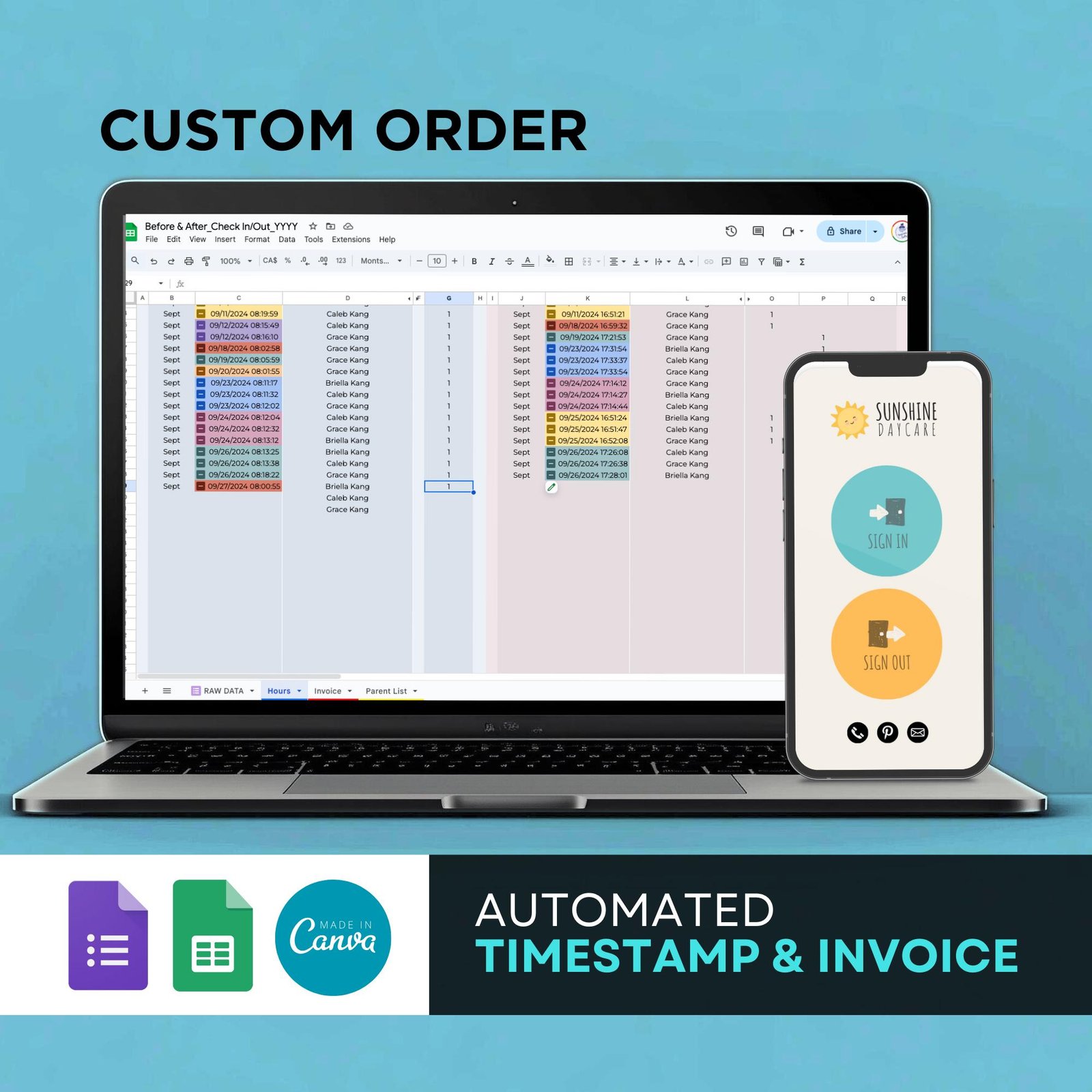 Before After School Electronic Sign In Out Sheet Digital Automated Billing Invoice Google Forms Attendance Log Behavior Development Tracker