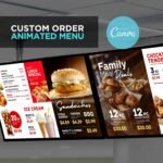 2 Screen Custom Animated TV Digital Menu Board Design Service