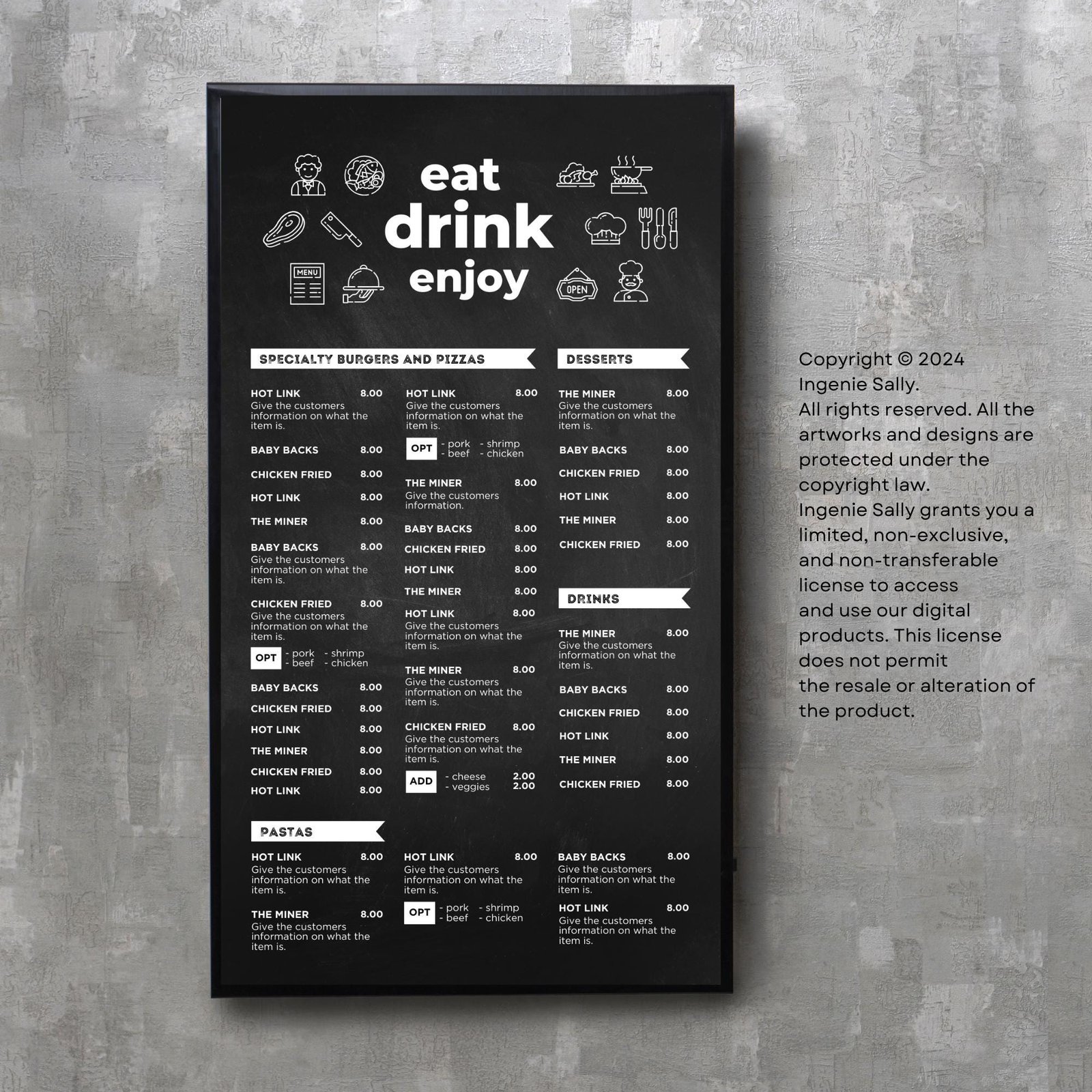 DIY Static TV Editable Digital Menu Board Screen Canva Template for Restaurant Pizza Burger Cafe Breakfast Drive Thru Food Truck Kitchen - Image 4