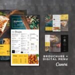 Mexican Vertical TV Digital Menu Board and Matching Takeout Menu Canva Template Bundle