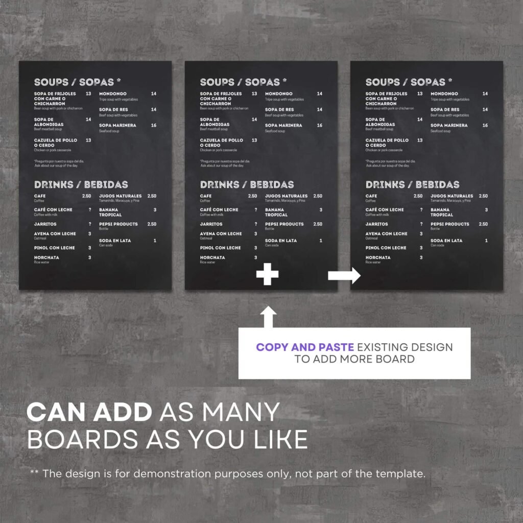 Chalkboard TV Digital Menu Board Horizontal Canva Template
