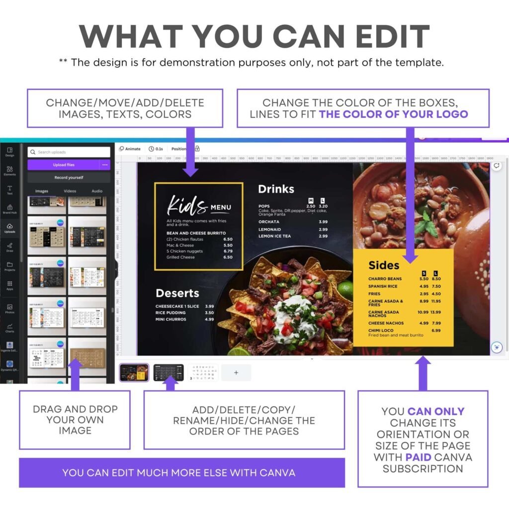 Printable Trifold Mexican Food Takeout Menu Brochure Canva Template