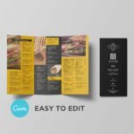 Bright Yellow Style Printable Trifold Restaurant Food Truck Menu Template