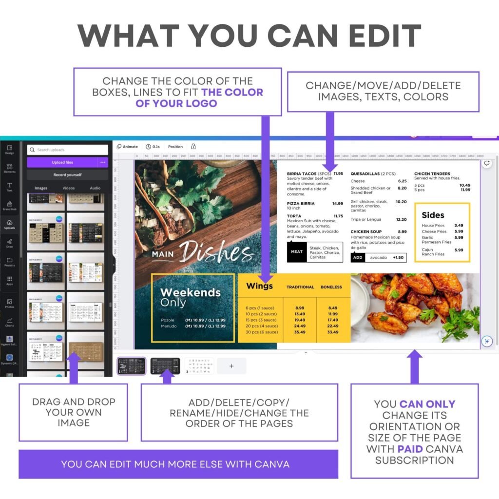 Editable Digital Menu Boards for Restaurants