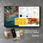 Mexican Horizontal TV Digital Menu Board and Matching Takeout Menu Canva Template Bundle