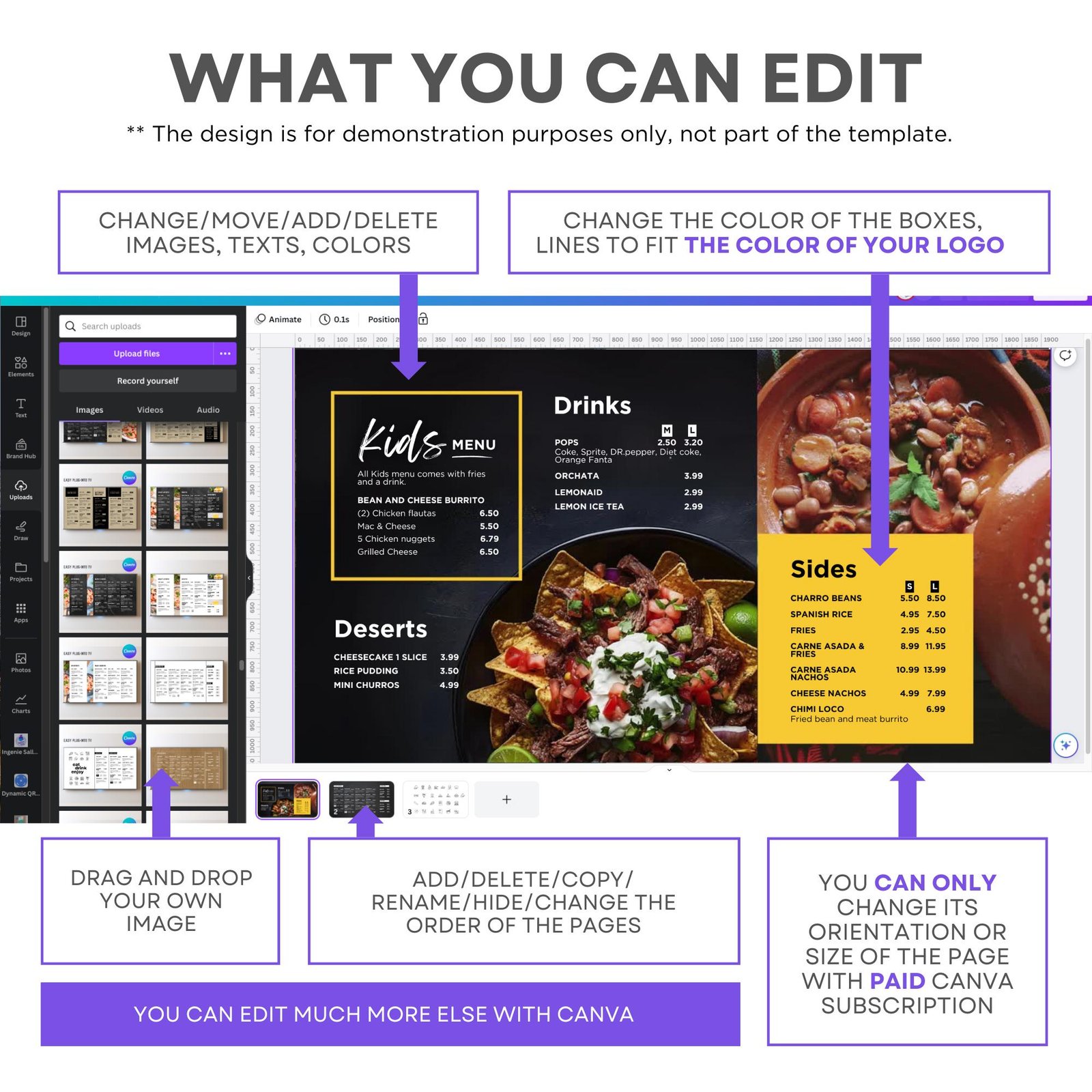 DIY Static TV Editable Digital Menu Board Screen Canva Template for Restaurant Pizza Burger Cafe Breakfast Drive Thru Food Truck Kitchen - Image 8