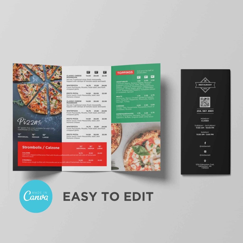 Printable Trifold Mexican Restaurant To Go Menu Brochure Canva Template