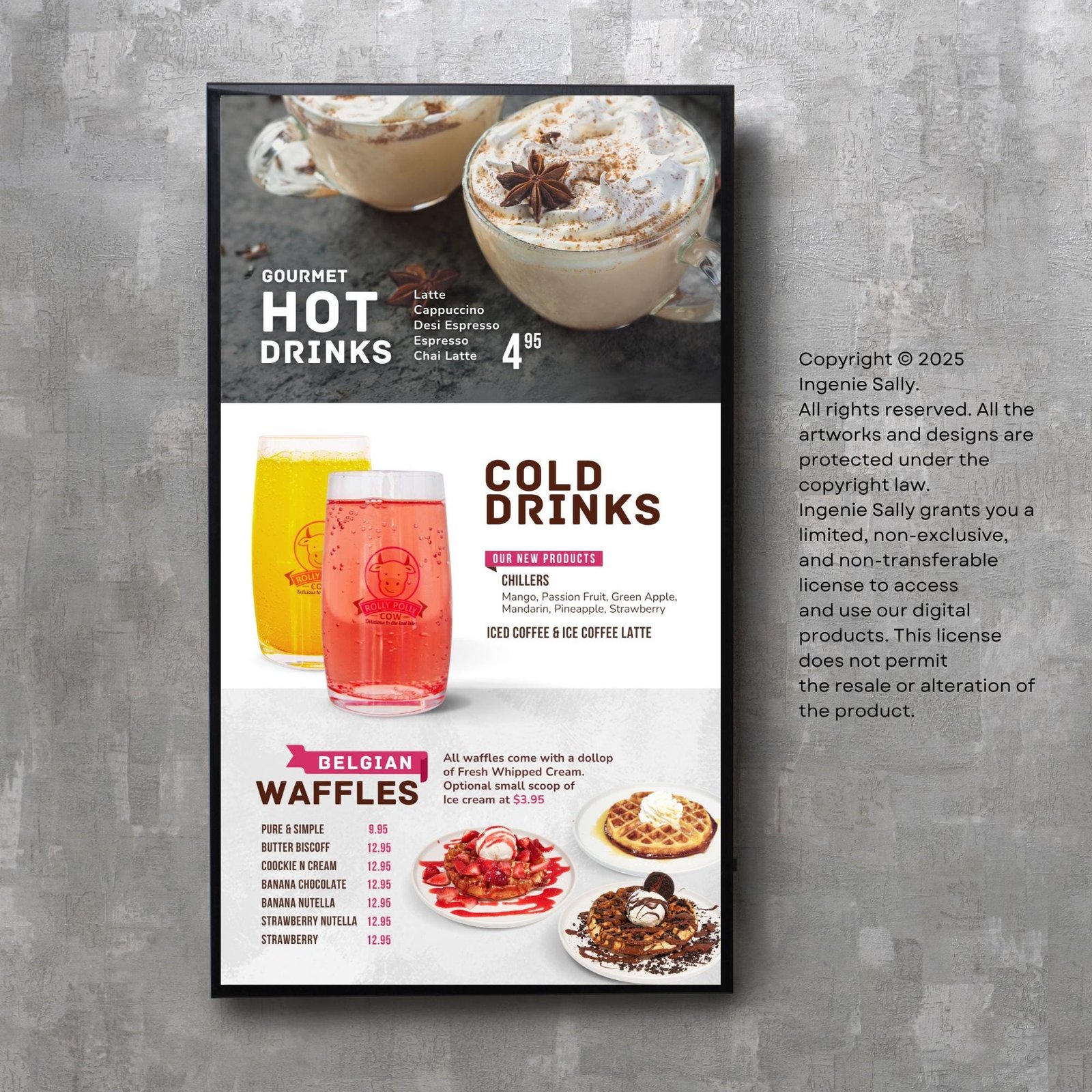 3 - Custom Order Animated Digital TV Editable Canva Menu Board Screen for Restaurant Pizza Burger Cafe Breakfast Drive Thru Food Truck