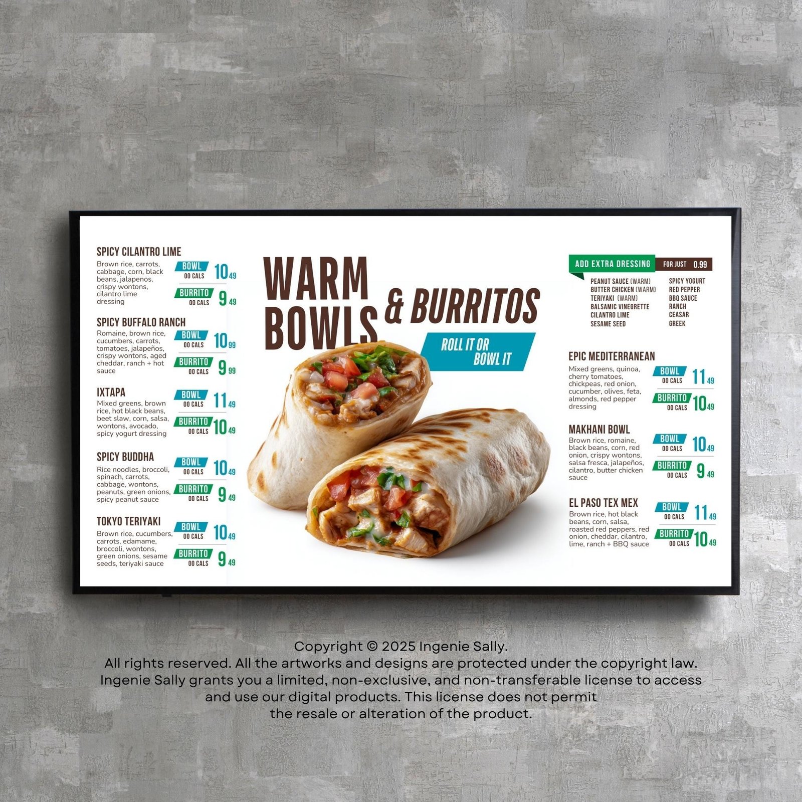 DIY Static TV Editable Digital Menu Board Screen Canva Template for Restaurant Sandwich Cafe Breakfast Drive Thru Food Truck Taco Burrito - Image 3