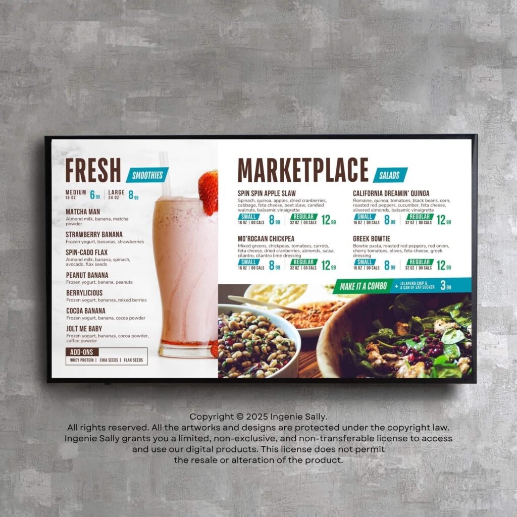 Horizontal Digital Taco Menu Board Canva Template for Restaurant and Cafe