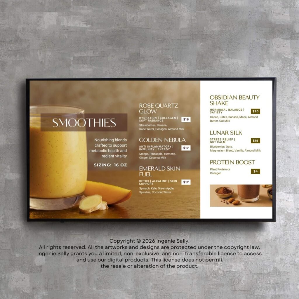 1 Screen Custom Static TV Digital Menu / LED Menu Board Design Service