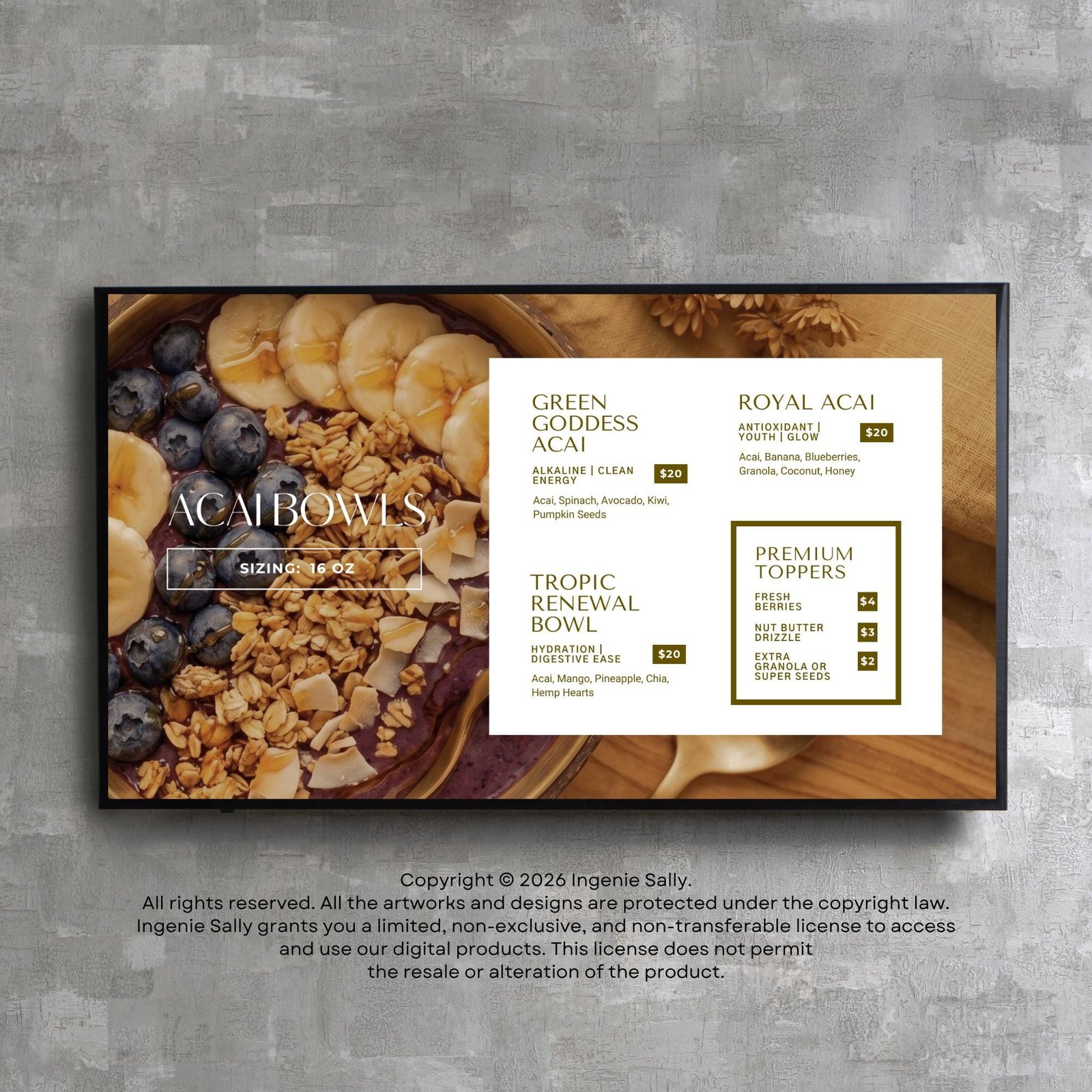 DIY Static TV Editable Digital Menu Board Canva Template for Modern Slick Elegant Restaurant Cafe Breakfast Drive Thru Food Truck Smoothie - Image 10