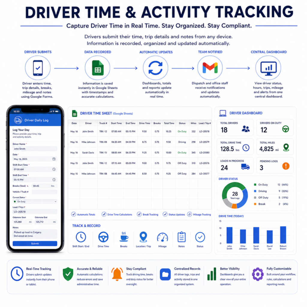 Custom Order Trucking Automation – Google Workspace System for Drivers, Dispatch & Load Tracking