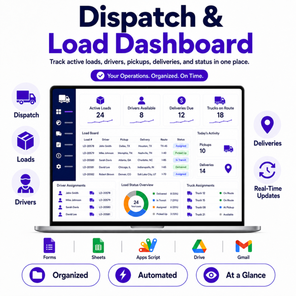 Custom Order Trucking Automation – Google Workspace System for Drivers, Dispatch & Load Tracking